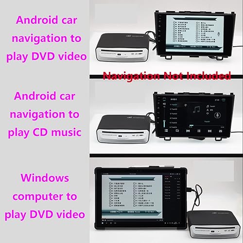 Miniatura 4 de Reproductor de CD universal externo para coche, reproductor de CD USB externo para automóvil Android Navegación-Plug and Play (versión Android 4.4 y