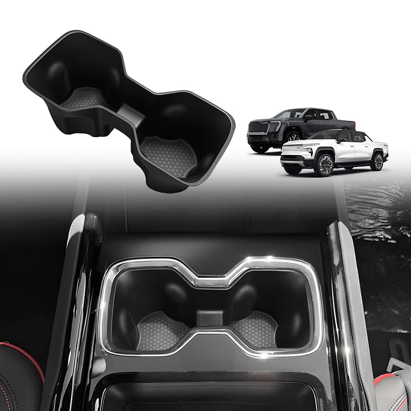 Inserto para porta-copos do console central BestEvMod para Chevrolet Silverado EV RST e LT e GMC Sierra EV Denali 2024–2026, BE-SI-CH, 1 unidade
