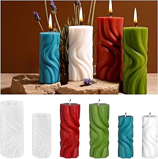 2 Pcs Wave Resin Molds Spiral Casting Unique Novelty Creative Silicone Pillar Minimalist Abstract Jewelry Clay Craft Supplies for 3D Animal Candle Making