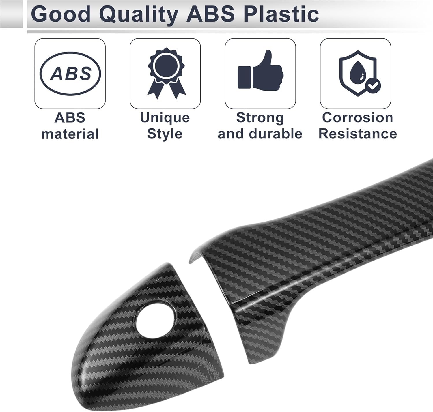 Door Handle Cover Trim for Toyota Corolla 2014-2018 Durable Tailgate Handle Cover ABS 1 Set Carbon Fiber Black