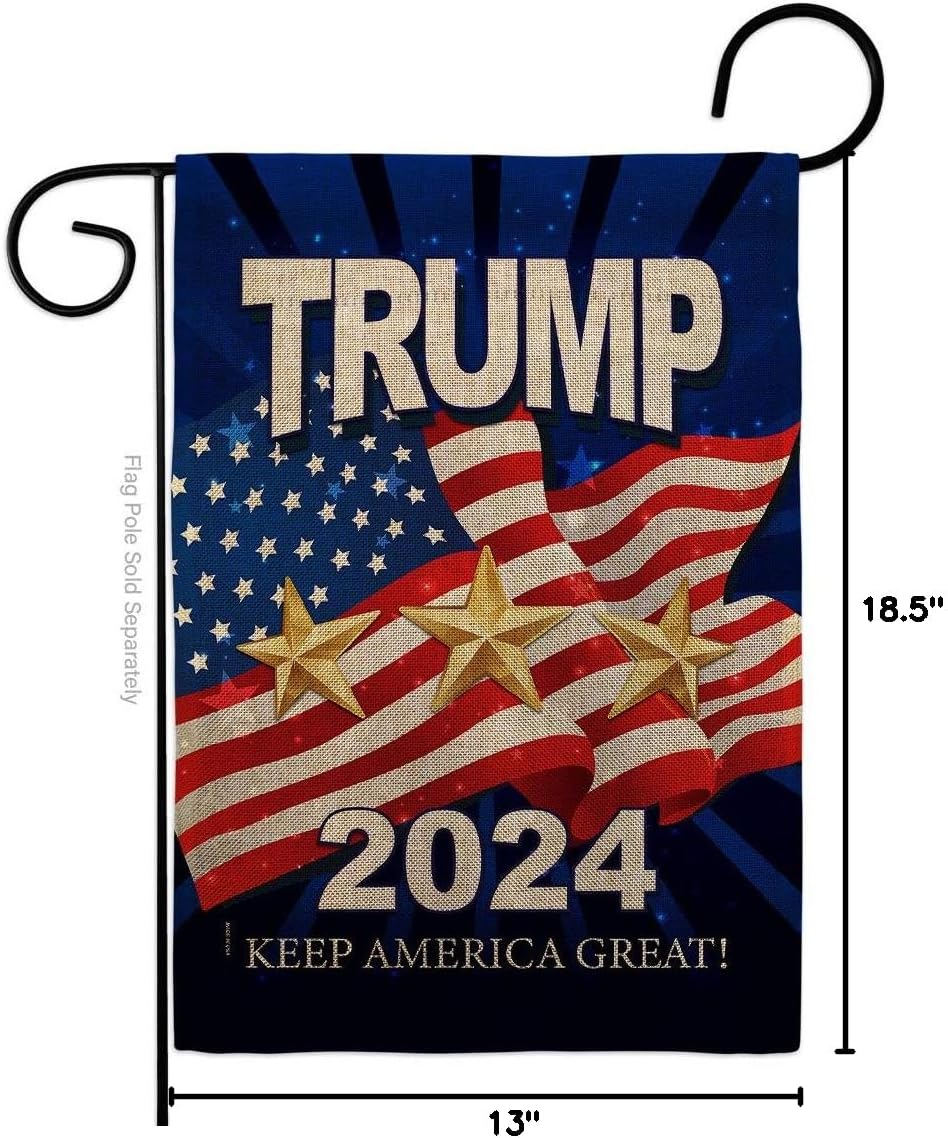 Trump Pence 2020 Burlap Garden Flag Patriotic President Democrat Republican Tea Party United State American Election Small Decorative Gift Yard House Banner Double-Sided Made In USA 13 X 18.5