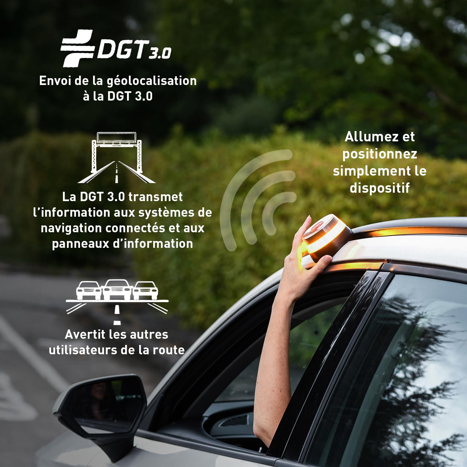 XL Perform Tools 688034 Balise de Secours V16, Connectée avec Géolocalisée, Homologuée DGT 3.0, Signalisation Routière Voiture et Motos