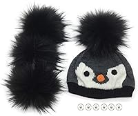 Vista 1 de Furryvalley Pompón de piel sintética, 4 unidades, manualidades, bolas esponjosas para sombrero, zapatos, bufandas con cierre a presión, sombrero