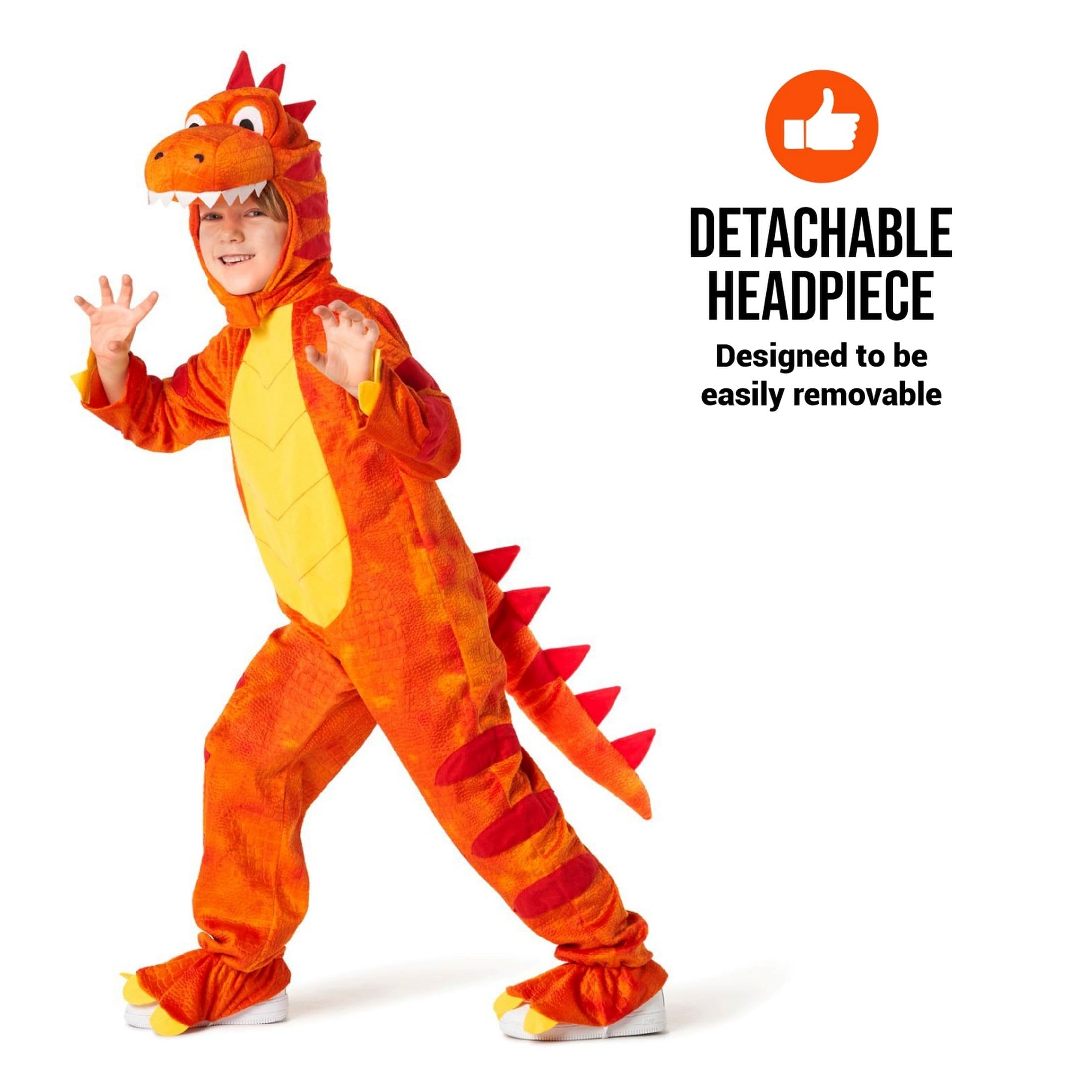 Morph Kostium Dinozaura dla Dzieci Pomarańczowy, Strój T-Rex Maluch, Przebranie Dino Halloween PL