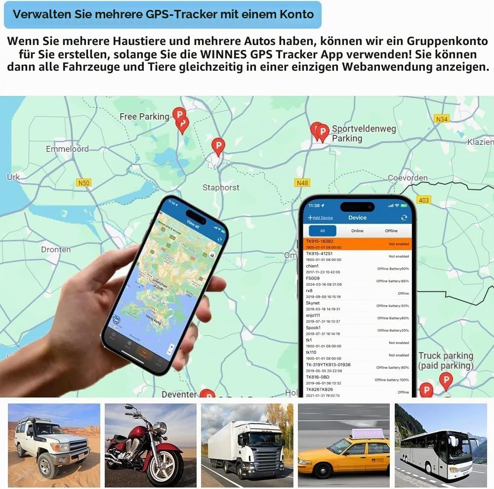 TKMARS 4G Auto GPS Tracker GPS Tracker Ohne ABO 7800mah mit Kostenloser App, Tropfenalarm