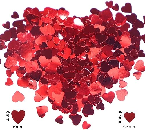 Miniatura 4 de 6 rejillas de corazón rojo con purpurina lentejuelas holográficas de corazón calcomanías de arte de uñas de amor calcomanías de uñas para el día de