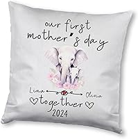 Vista 6 de Generic Elephant Matching for Mother's Day, Personalised Pillow Case Decor for Home, Present for Mom, Grandmother, for Her, Square