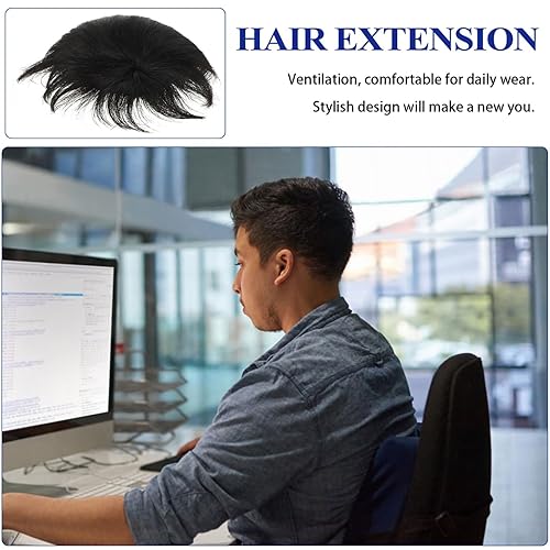 Miniatura 8 de Extensiones de cabello humano real de repuesto para hombre, estilo tupé, cómodas y elegantes para uso diario, fiestas y cosplay