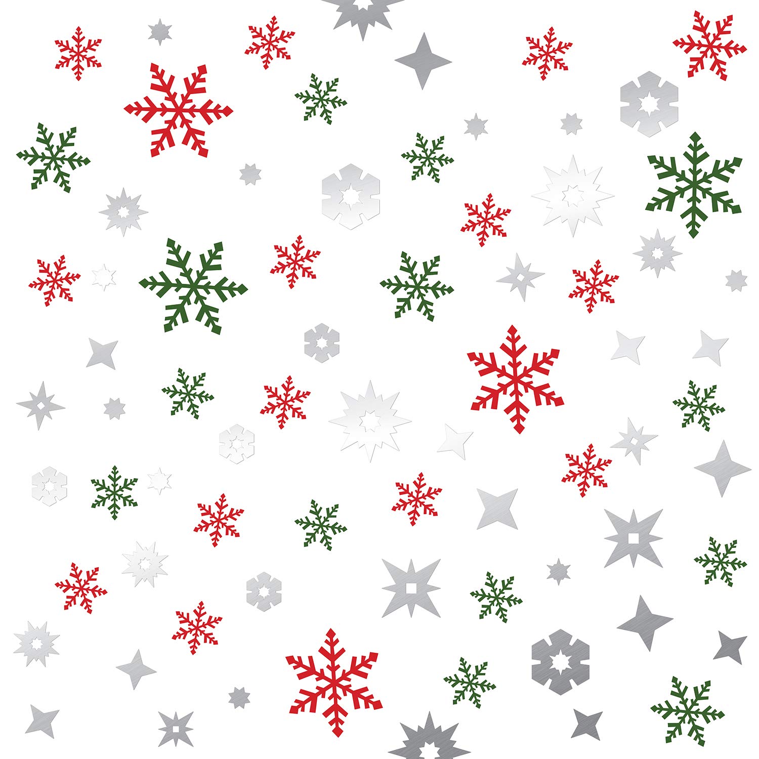 Walplus Silver & Colourful Christmas Snowflakes Window Stickers - 82 Pieces - Self-Adhesive - Reusable