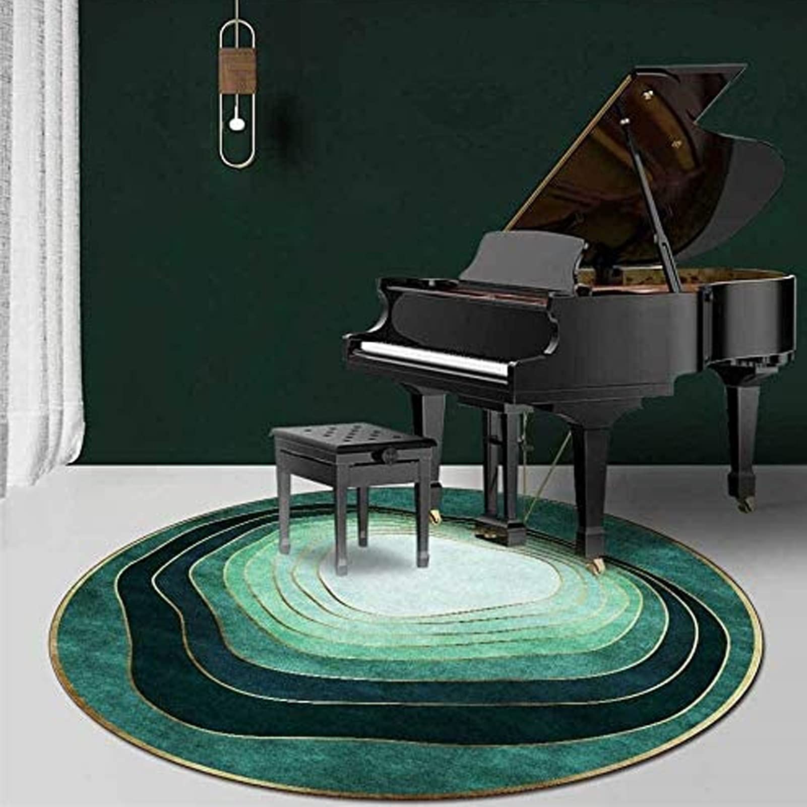 Tapis moderne rond vert 160cm tapis de piano antidérapant