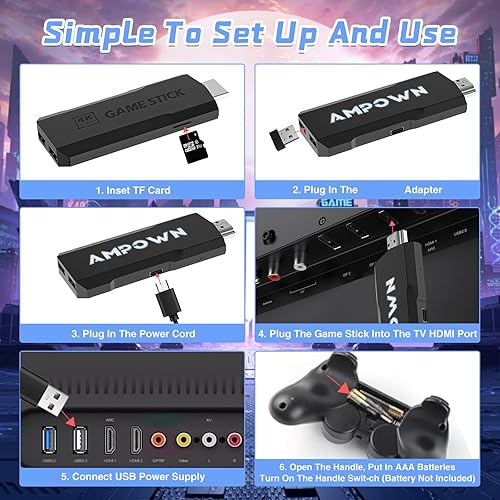 Miniatura 4 de Consola de juegos retro, palo de juegos 4K HD con tarjetas TF de 128 G, más de 50000 juegos, compatible con 40 emuladores, palo de juego retro con