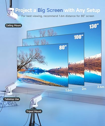 Miniatura 5 de Magcubic Mini proyector actualizado 2025 4K compatible con WiFi 6 y Bluetooth 5.4, altavoz base de sonido de 5 W, proyector portátil con Keystone