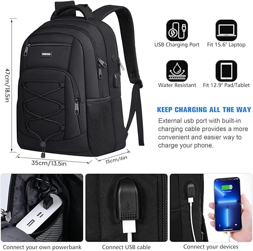 Miniatura 7 de YAMTION Mochila escolar para hombres y mujeres, mochila universitaria para adolescentes, mochila para computadora portátil, mochila escolar con