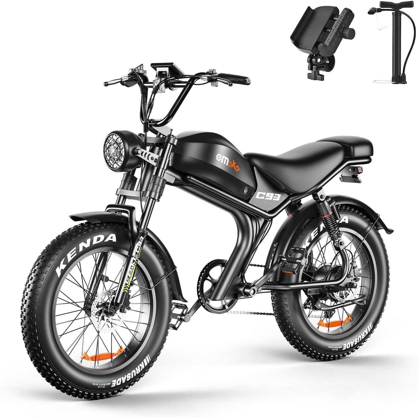 Electric Bike for Adults, 2000W Ebike, Up to 32-35MPH & 100Miles Long Range, 48V/20Ah Removable Battery，20'' Fat Tire Mountain Electric Bicycle, 7-Speed with Full Suspension，Retro Style e Bikes