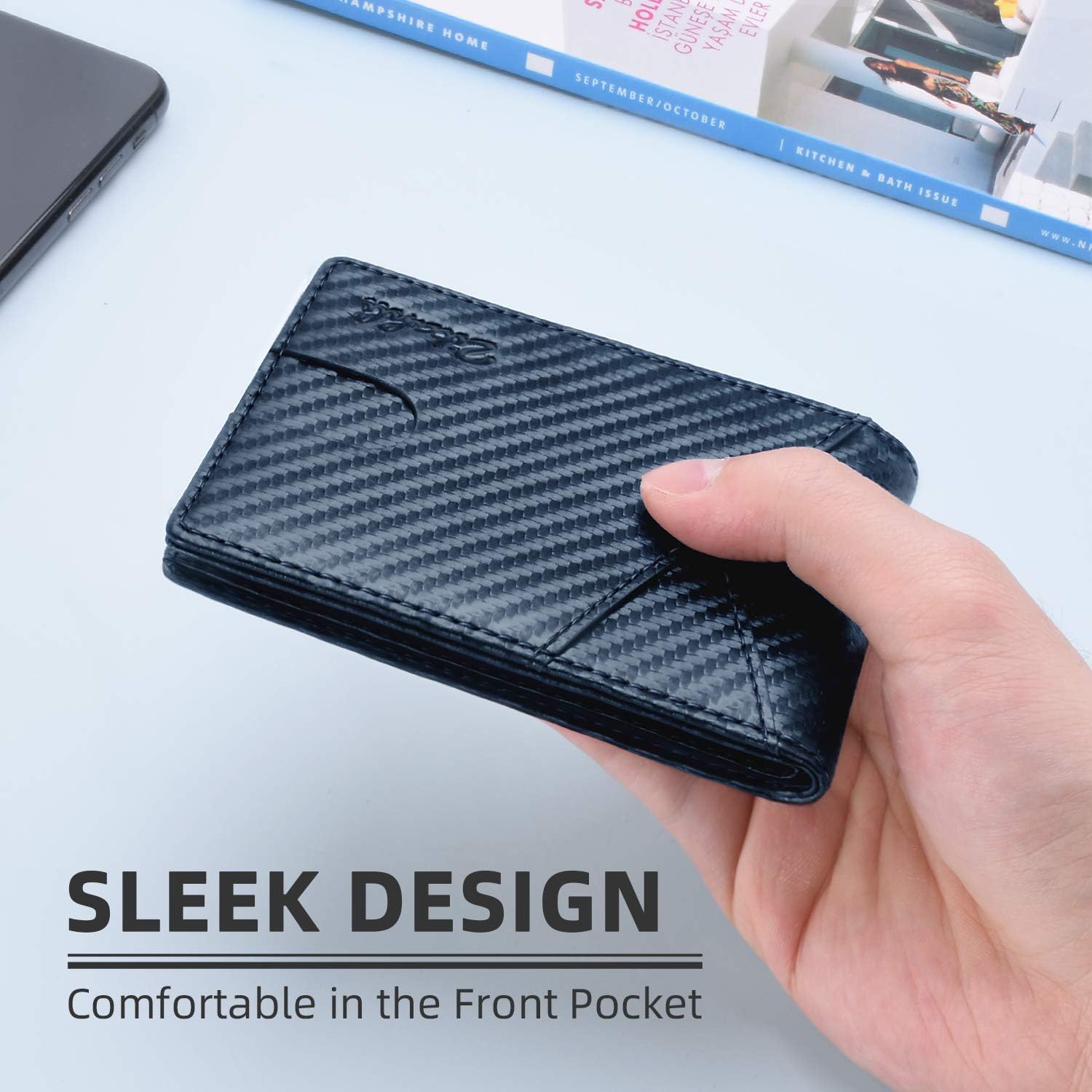 Zitahli Mens Slim Wallet with Bill Pockets RFID-blocking Leather Bifold Wallets : Clothing, Shoes & Jewelry