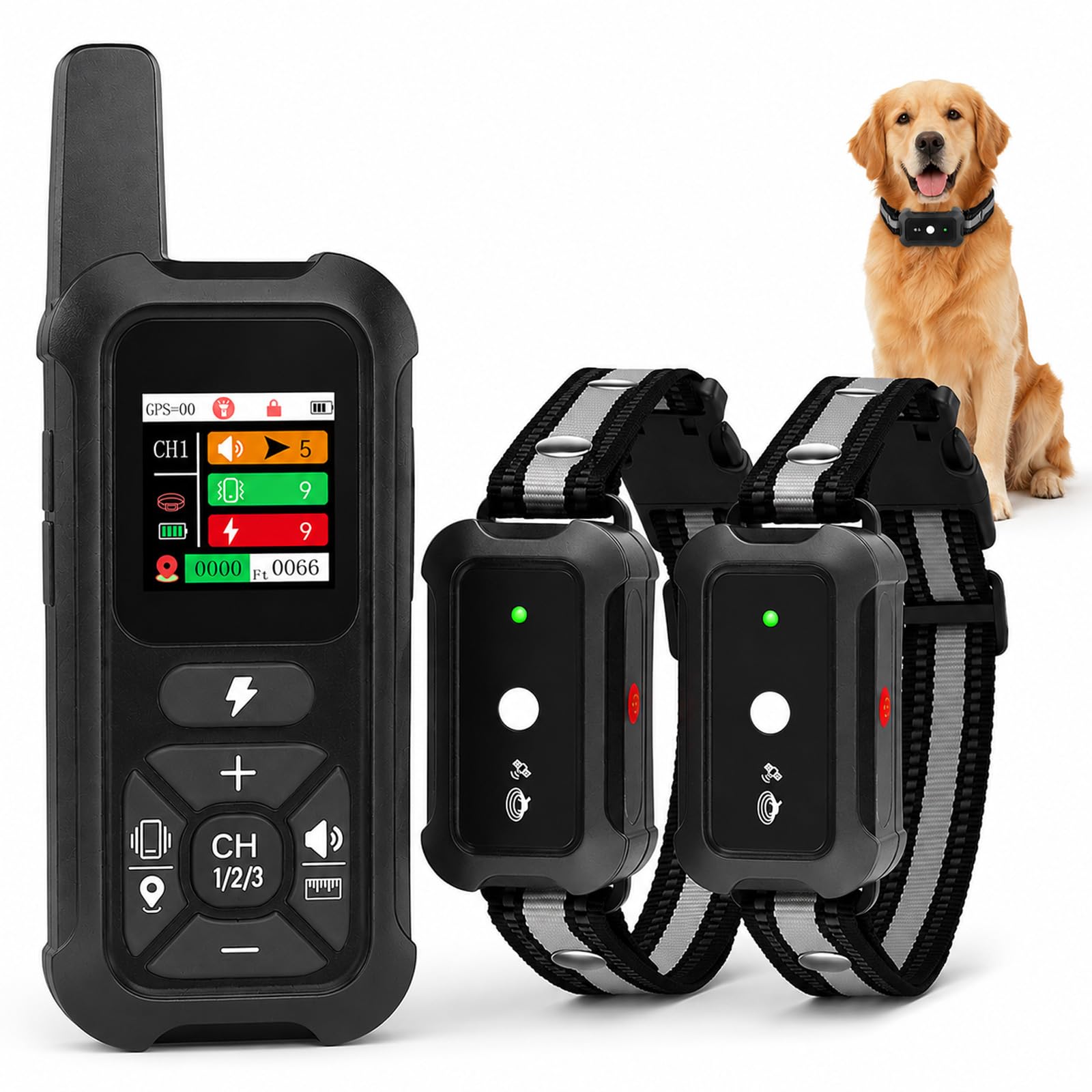 Collier Anti Fugue pour Chien, Clôture GPS Intelligente, 3 Modes d'Entraînement, Portée 2000 m, Nylon Réfléchissant