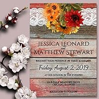 Vista 6 de Invitaciones de boda rústicas de otoño informales o formales, juego de 15 invitaciones de otoño personalizadas con estampado de girasol y encaje