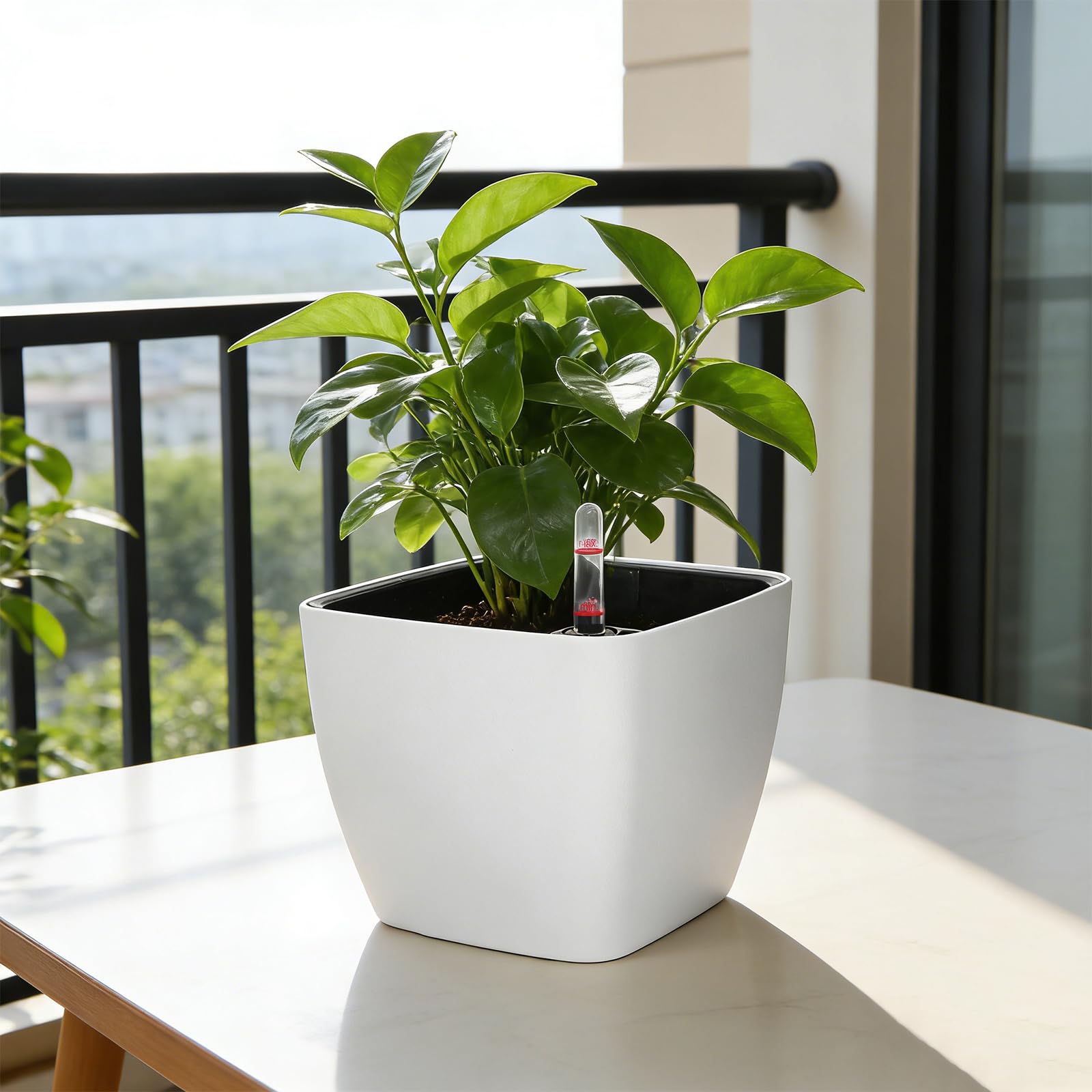 Lot de 3 Pot de Fleur Interieur à Auto-Arrosage 18cm, Cache Pot Plante Interieur Translucide et Respirant en Plastique, Pot Plante Intérieur Durable pour Maison, Bureau et Balcon