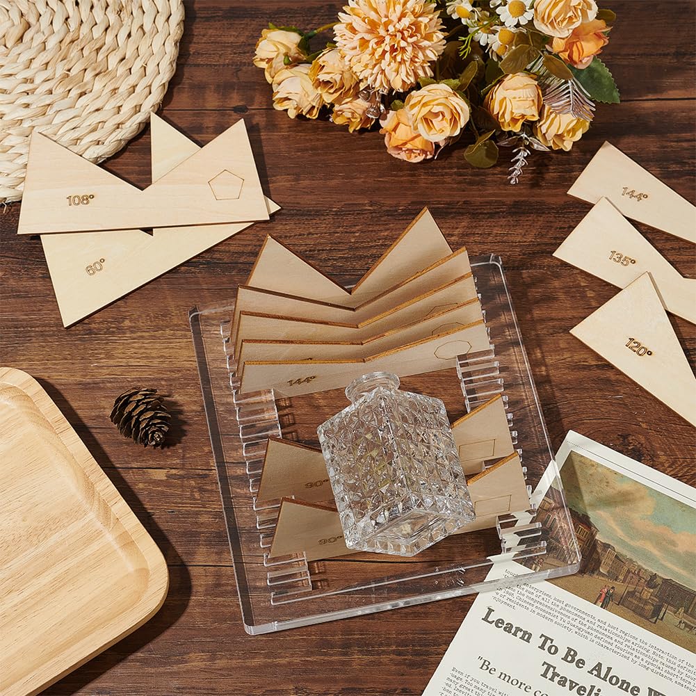 BENECREAT Outil de Calage d'angle en Mousse 3D pour Vitrail Cadre de Disposition de Vitrail avec 12 Outil en Feuille de Bois pour Souder Les Vitraux Ensemble à Différents Angles