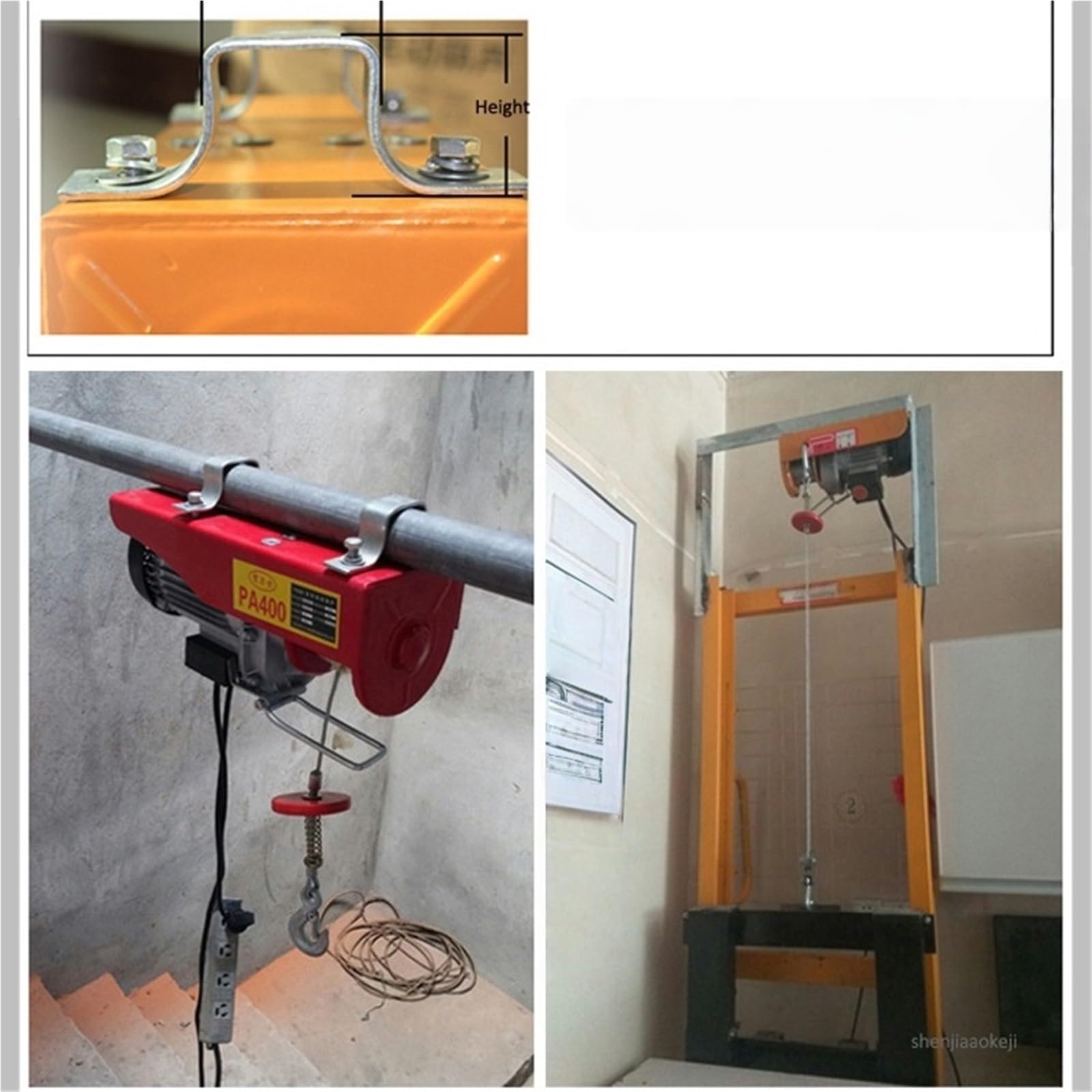 Argani elettrici Verricelli elettrici Mini Gru Portatile Con Paranco 12/20/30 M Verricello In Filo Di Acciaio Piccola Domestica Per Ristrutturazione | 20m steel wire