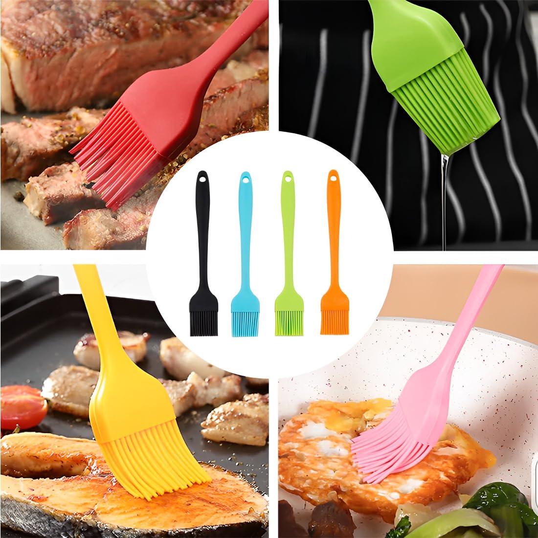 WeddHuis 4 pezzi Spazzola per barbecue Spazzola per pasticceria in silicone per barbecue, grill, forno, cucina (4 pezzi)