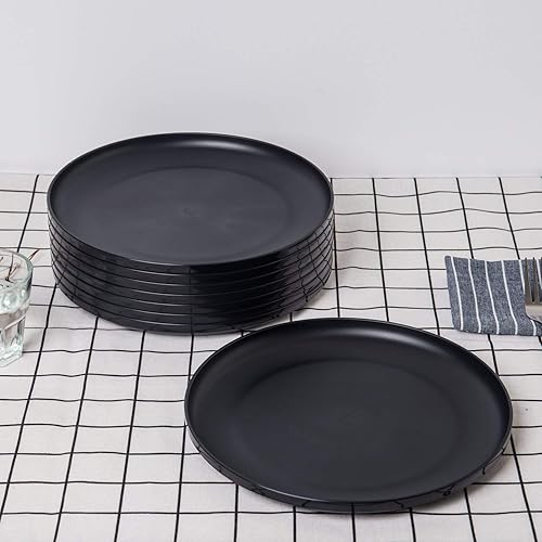 Miniatura 4 de Platos de plástico irrompibles y reutilizables de 9.75 pulgadas, juego de 8 unidades, color verde azulado, aptos para microondas y lavavajillas, sin