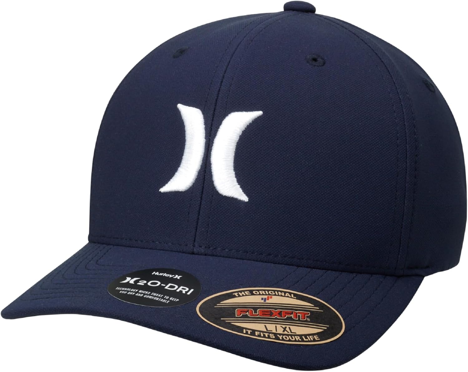 Hurley Mens Baseball Cap – Moisture Wicking Curved Brim Flexfit Fitted Hats for Men with H2O-Dri Sweatband (Sizes: S-XL)