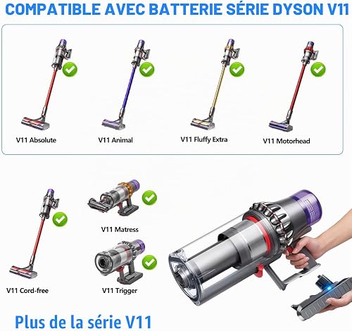 V11 Replacement Battery for Dyson V11 Battery Push-in Installation Type V11 Fluffy Absolute Extra Animal Pro Complete Extra Vacuum Cleaner (Not Suitable for Mounting Types with Screws) - 5