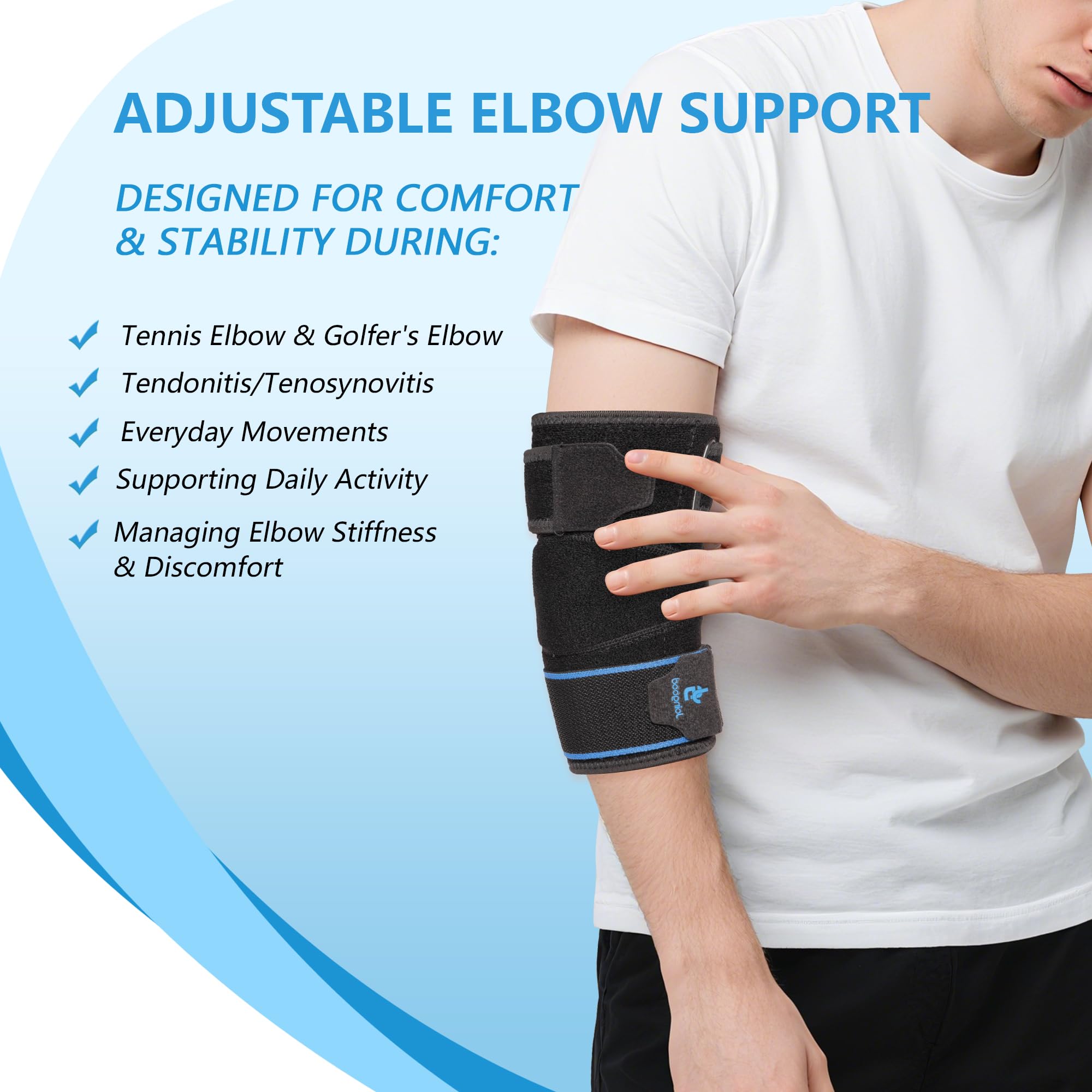 Supporto Gomito Sportivo Regolabile, Fascia Compressione per Allenamento Tennis Golf e Recupero, Manica Traspirante per Uomini e Donne, S/M