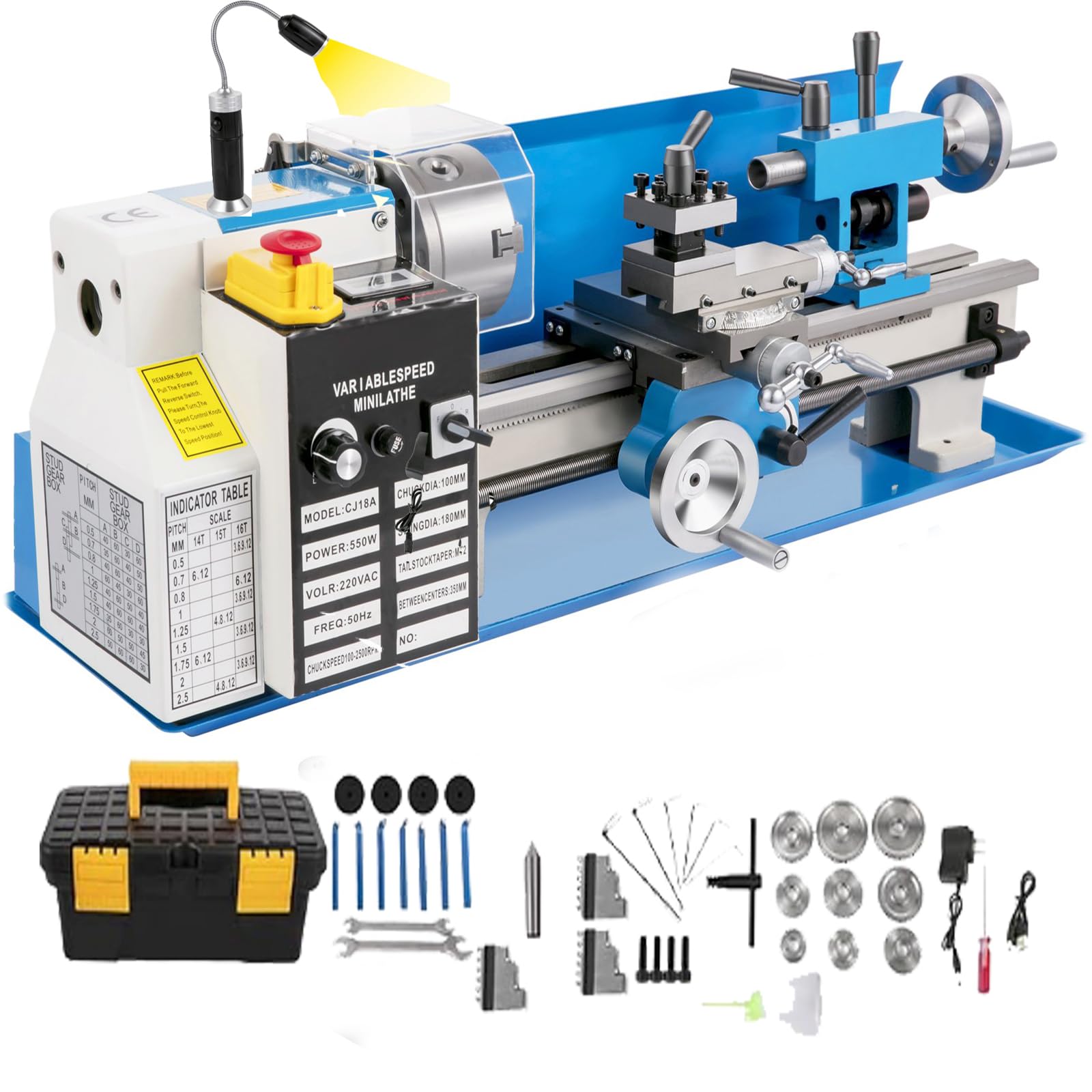 Mini Metal Lathe，Upgraded 7"x 14" Metal Lathe Machine, High Precision Mini Benchtop Lathe with LED Screen, 2500 RPM,for Metal Threading Turning Drilling