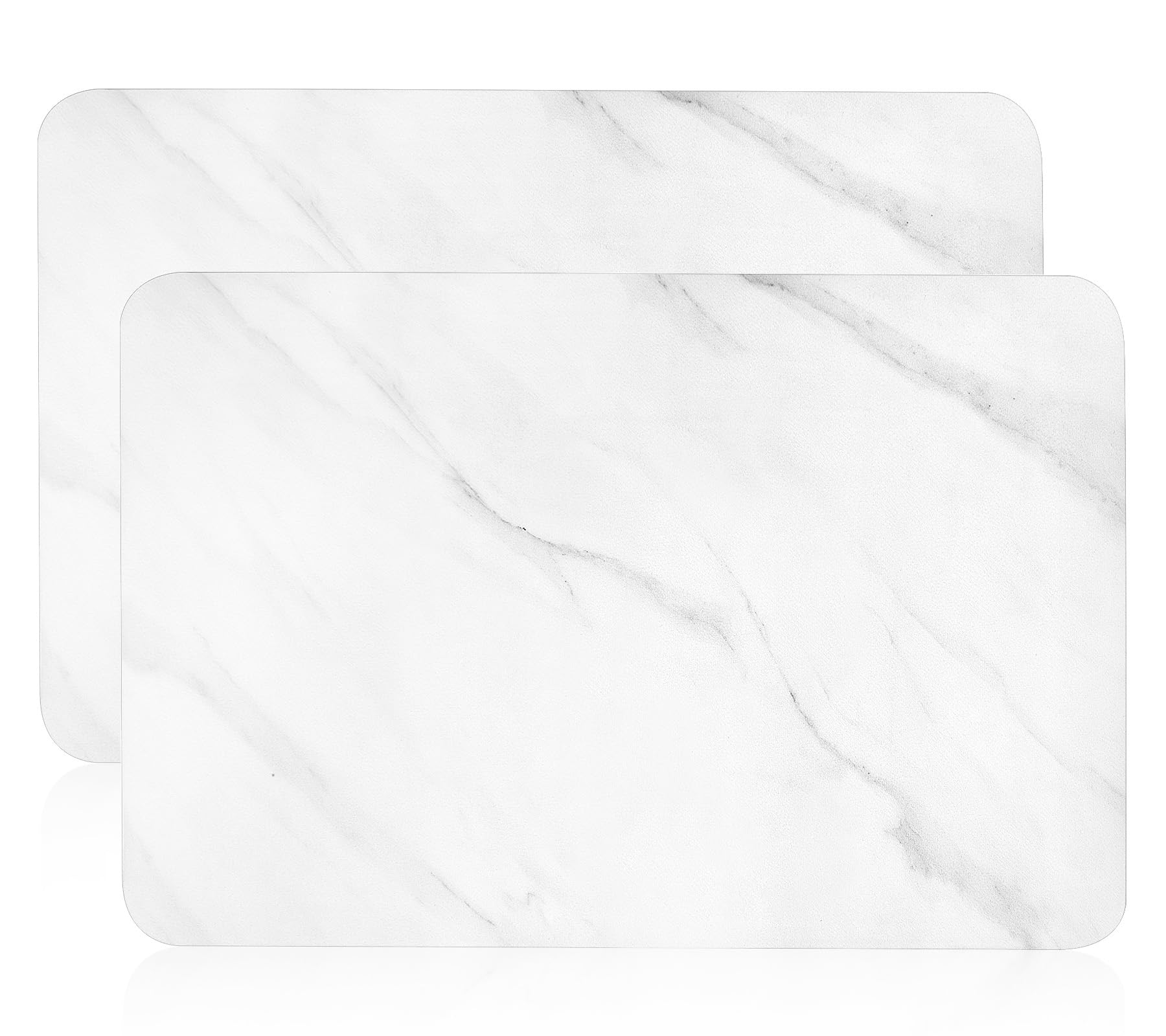 FADSKKJ 2 Pack Dish Drying Mats for Kitchen Counter, Absorbent Hide Stain Rubber Backed Coffee Mat, Easy Clean, Eco-friendly, Heat-resistant, Large Kitchen Drying Mats, White Marble(23.8" x 15.8")