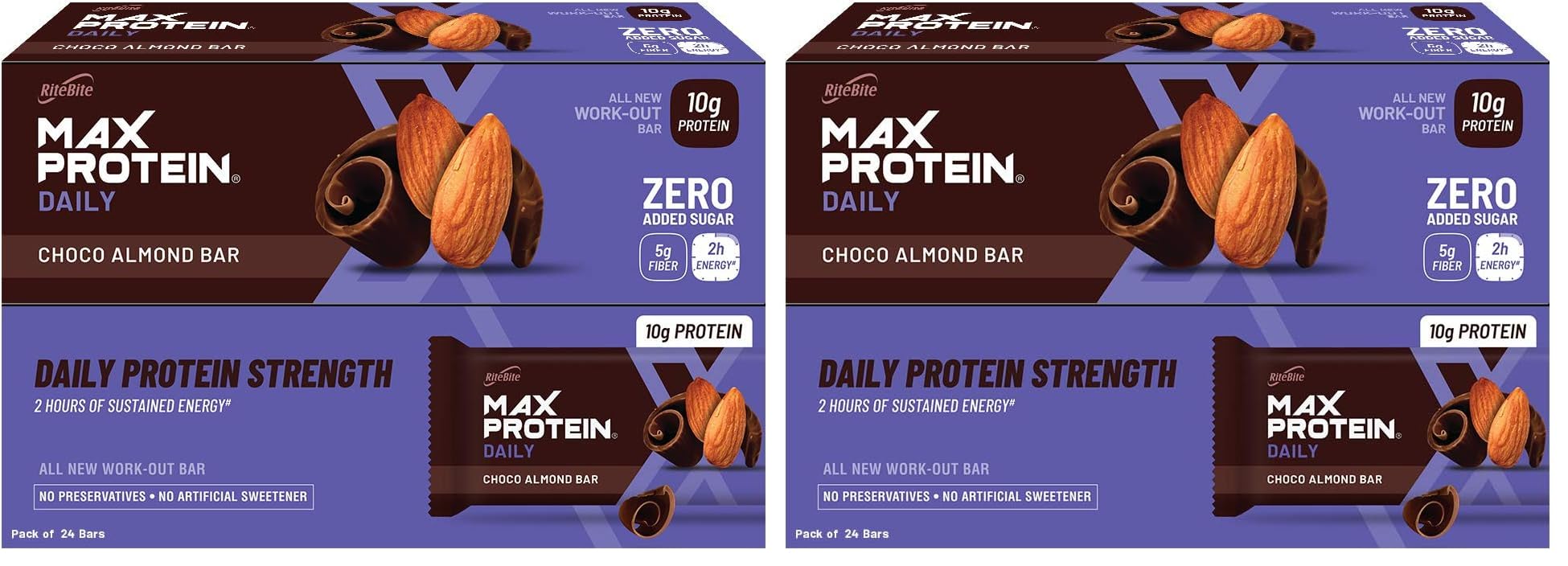 Ritebite Max Protein Daily Choco Almond Bars 1200g Pack of 48 (50g x 24)-picture-38