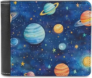Watercolor Galaxy Solar System Slim Bifold Wallets Fashion Credit Card Holder Wallet Unisex Purse Travel