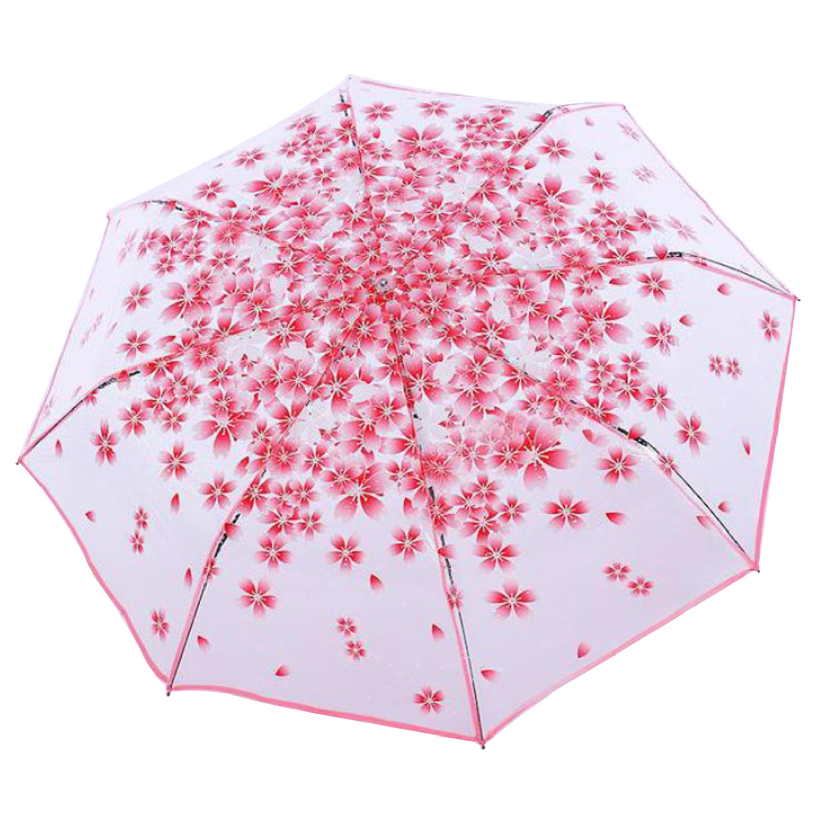 Blumenschirm, faltende transparente Kirschblütenschirm, tragbare Regenschirme für Erwachsene Kinder