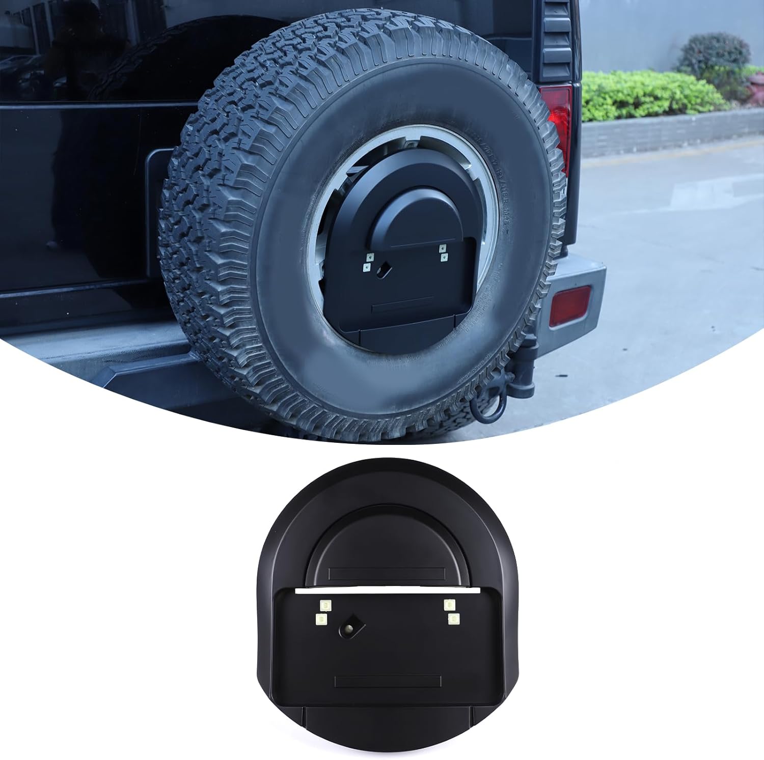 Spare Tire License Plate Frame for Hummer H2 2003-2009 Accessories, Back Spare Wheel Stowage Cover Tag Holder, Rear License Plate Mount Bracket Replacement OEM: 25782333 (Matt Black+Matt Black)