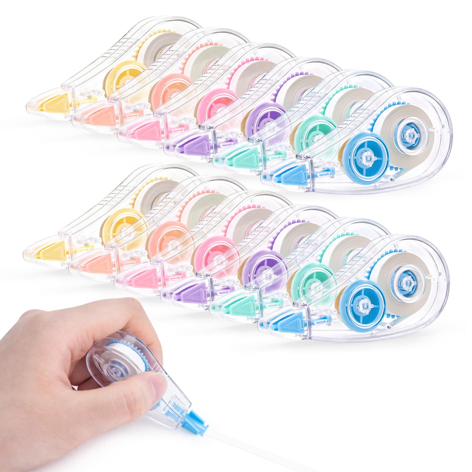 JEFURE 12 Pcs Correction Tape Set, 5.5 m x 5 mm White Out Tape Roller, Mini Pocket Mouse Correction Tapes, Smooth Rolling for School Note Taking and Office Supplies