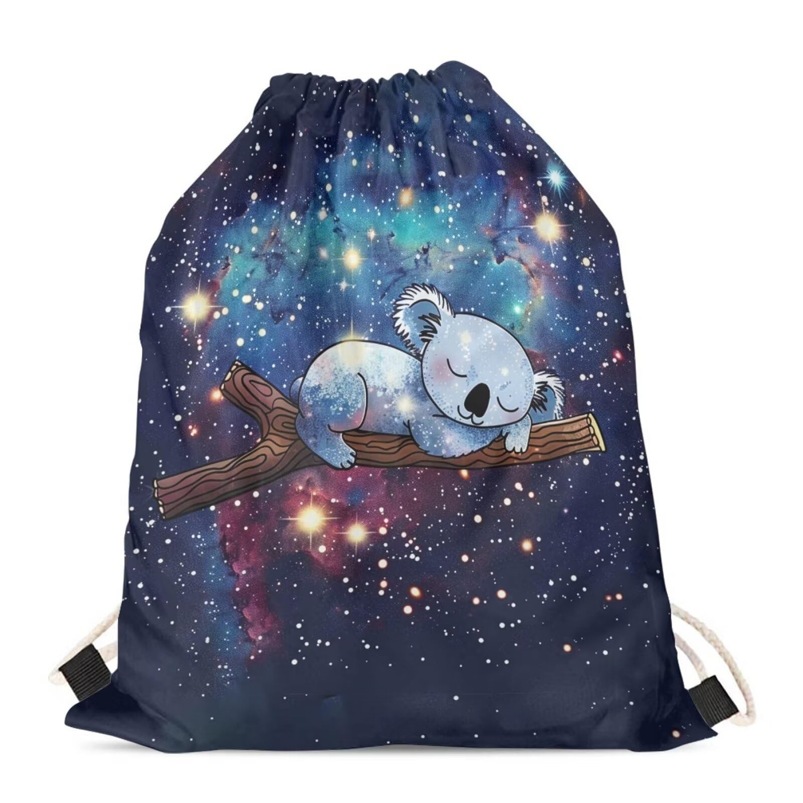 Upetstory Animals Patterned Drawstring Gym Bag for Teens Kids, Cinch Backpack for School Gifts, 1 Galaxy Koala, Traditional
