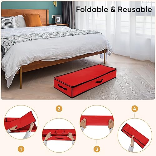 Miniatura 6 de BALEINE Organizador de almacenamiento de papel de regalo, 40 pulgadas, tela Oxford 600D duradera, bolsa de almacenamiento con particiones flexibles