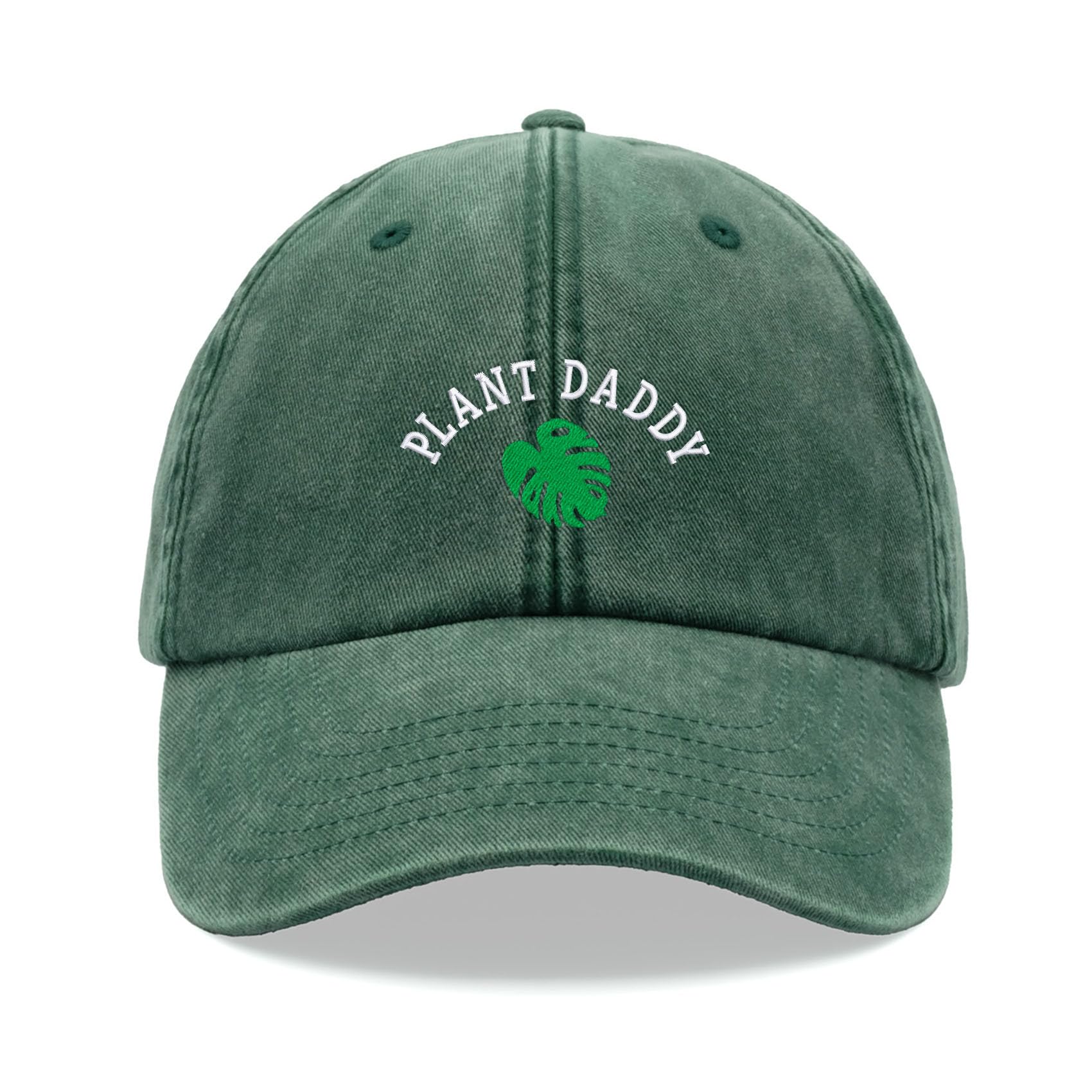 Cap Base Unisex Bottle Green Plant Daddy Monstera Leaf Baseball Cap Vintage Washed Dad Hat Adjustable Father's Day