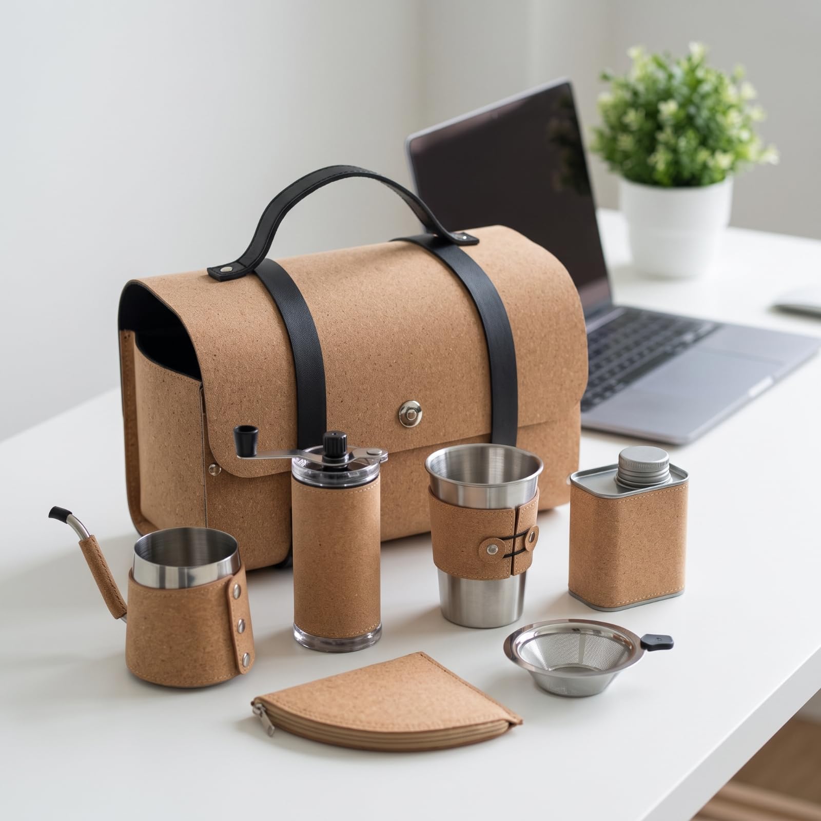 Set per Caffè con Maniglia da aggio Compatto, Kit Pour-Over con Valigetta, Pratico, Kit Filtro Metallico, per Campeggio, aggiatori