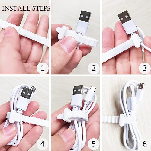 Miniatura 5 de 36 bridas de silicona reutilizables, bridas de goma para gestión de cables, organizador de cables elásticos de 4.5 pulgadas para organización de