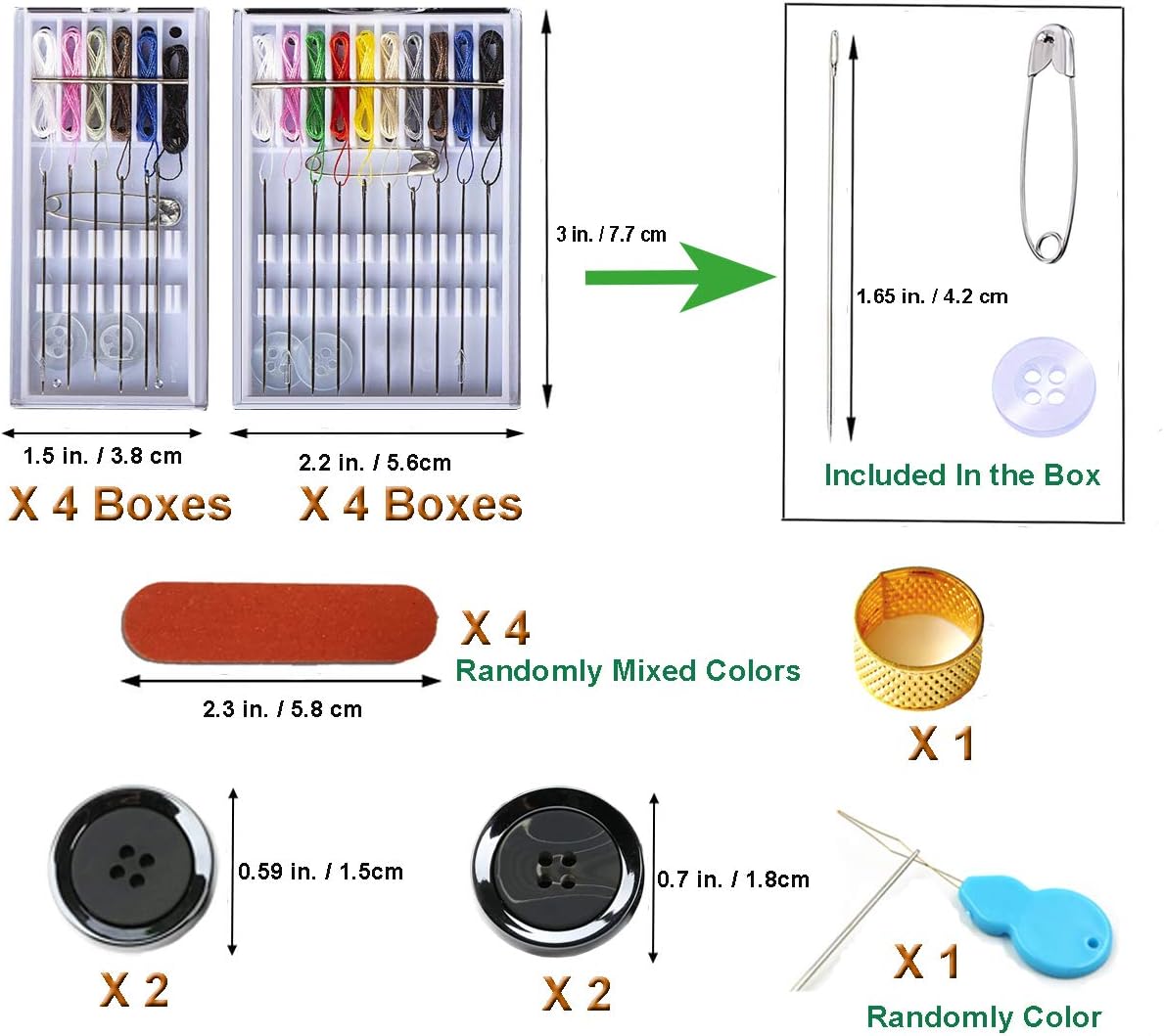 Y-Axis 8 Boxes Home and Travel Quick Fix Sewing Kit Pre Threaded Needle Kit
