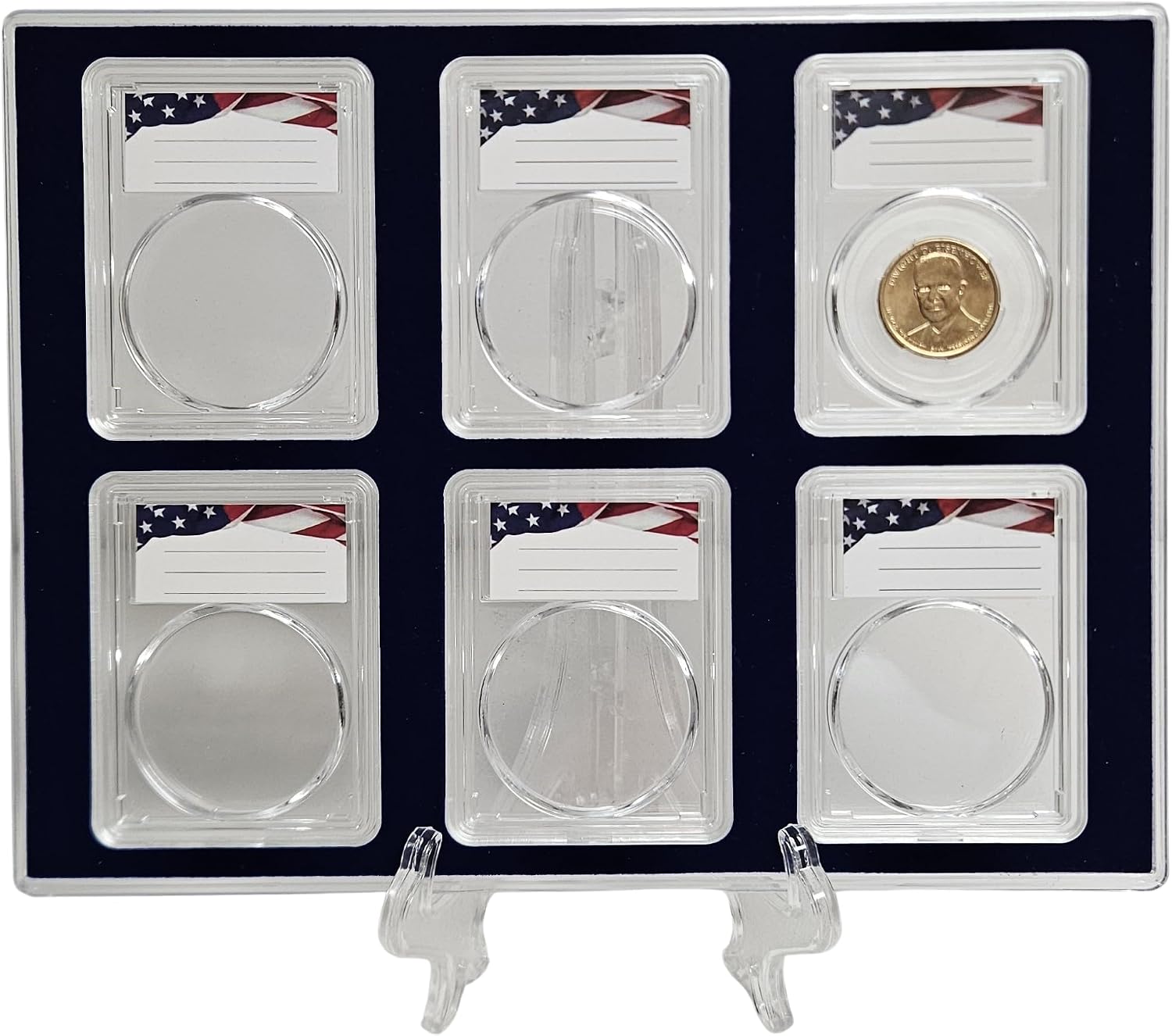 Generic Premium Acrylic Coin Display Storage Case for Sacagawea, Presidential, Susan B Anthony US Small Dollars - Includes 6 Certified Slab Holders with 26mm Translucent Inserts, FingerLakes 1009