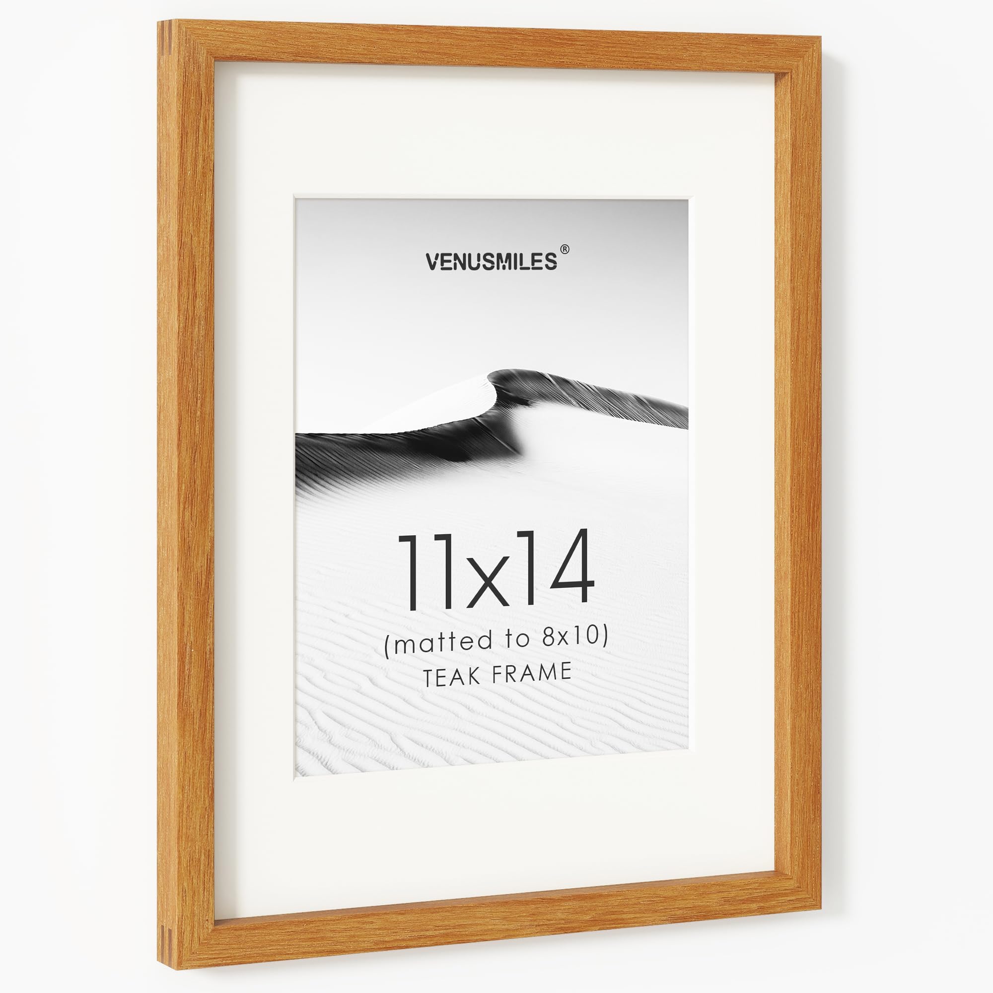 11x14 Picture Frame, USA-Sourced Natural Teak Wood Photo Collage Frame