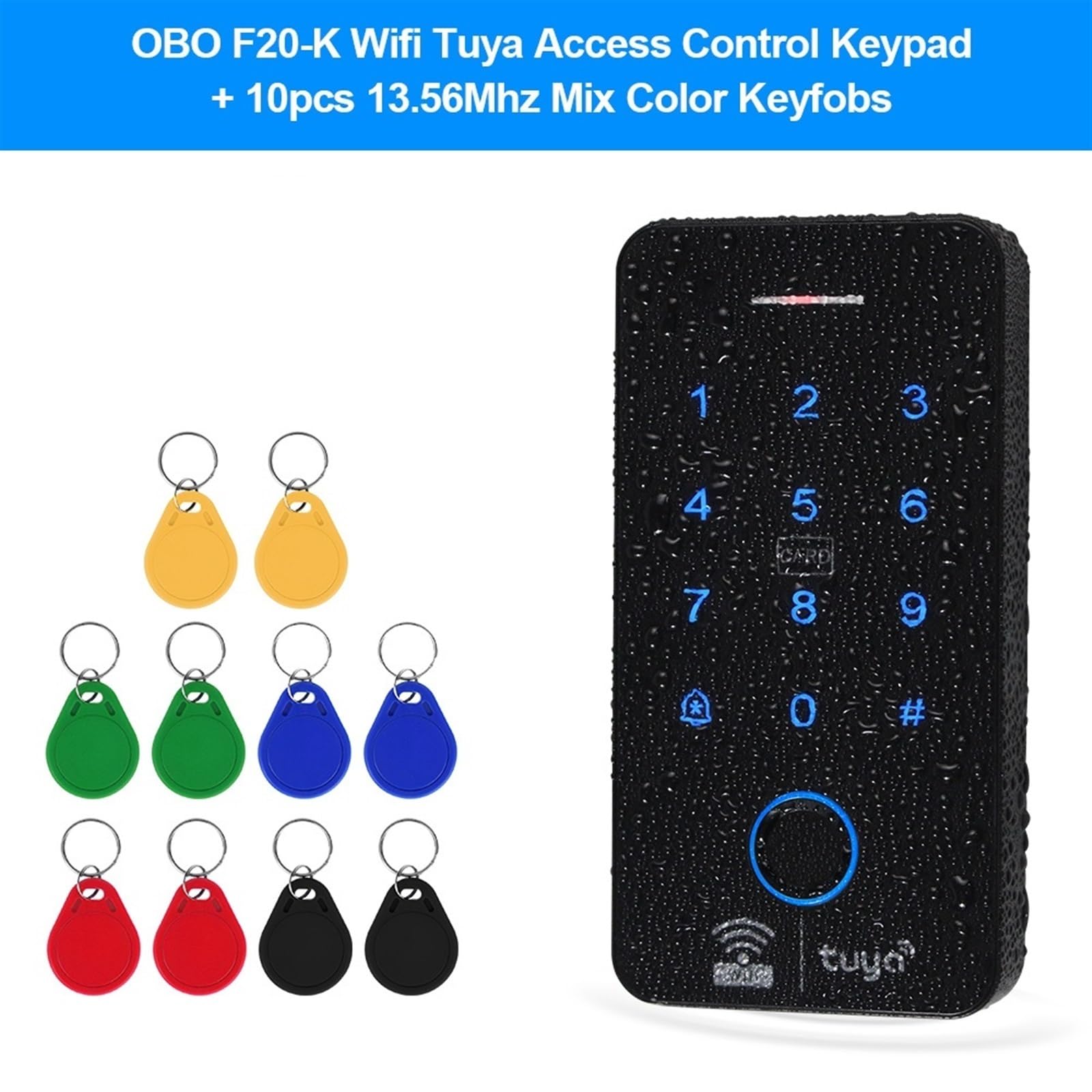 Controlador de acceso huellas dactilares, Bluetooth, Wifi, resistente al agua, teclado RFID, táctil WG26, aplicación remota inteligente, abridor puerta para Seguridad Eléctrica(Keypad Mixed Keys)