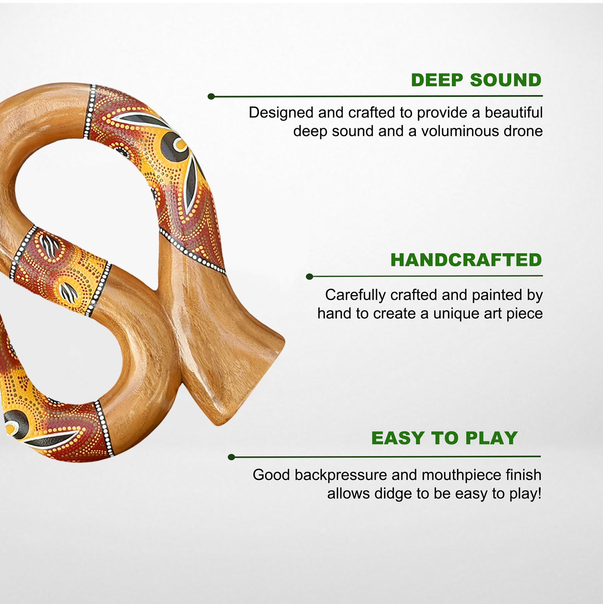 LIDAH Didgeridoo - Snake Travel Didgeridoo 45 cm, a forma di S Compatto Anti Russare Strumenti musicali per Viaggi Dipinti a mano, Australian Strumento a soffietto Digeridoo Bambini Adulti (Rosso)