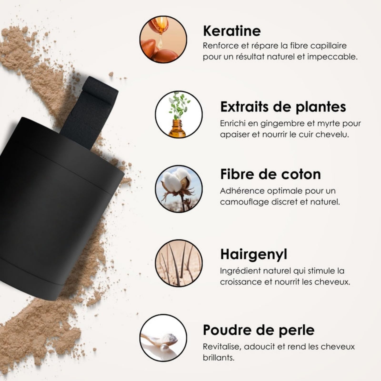 Namilka Poudre Cheveux Waterproof,Poudre pour Racines de Cheveux,de Retouche Instantanée,Camouflage des Cheveux Gris,Résultat Naturel