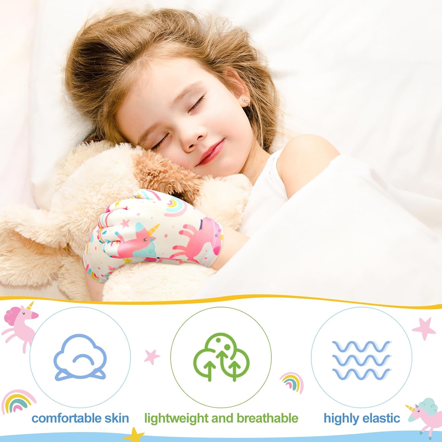 Xtinmee 20 Pairs Eczema Gloves for Kids Cotton Moisturizing Gloves for Sensitive Irritated Skin Eczema Reusable Elastic Hand Cover Soft and Does Not Hurt(Age 3-4 Years) - Image 4