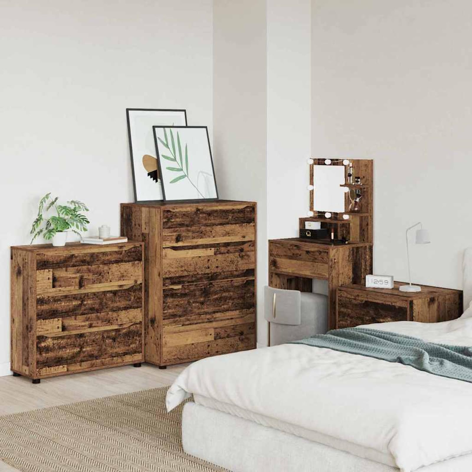 Gecheer Mobile di Stoccaggio, con Cassetti Funzionali, Regolabile in Altezza, 80 x 31 x 81 cm, in Legno Multistrato, Stile Minimalista, per Camera da Letto e Soggiorno
