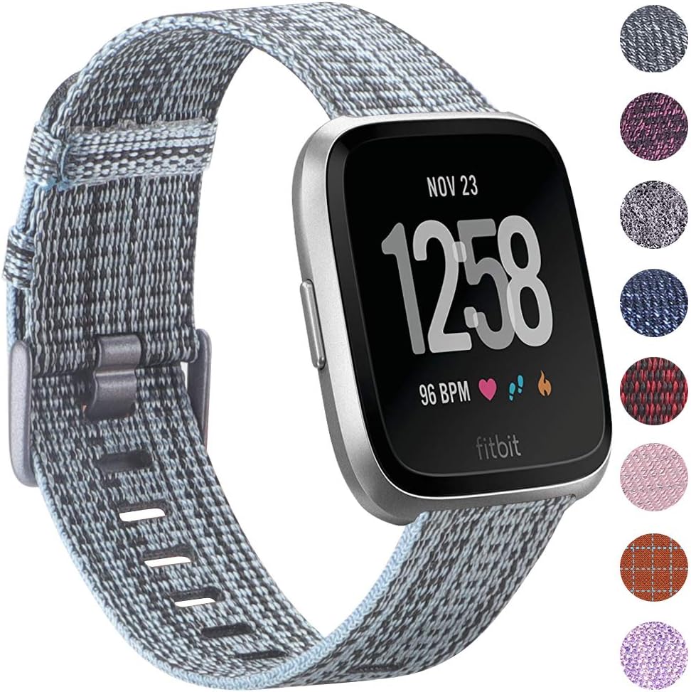 EZCO Bands Compatible with Fitbit Versa / Versa 2 / Versa Lite, Woven Fabric Breathable Watch Strap Quick Release Replacement Wristband Accessories Compatible Versa Smart Watch Women Man